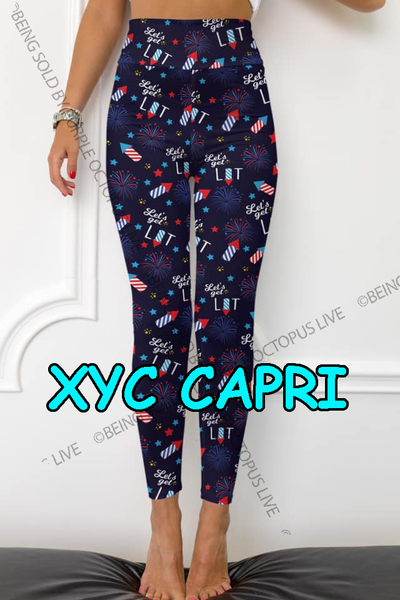 9573 Lets Get Lit DESIGNER LEGGINGS HQ-July4 CAPRI ONLY