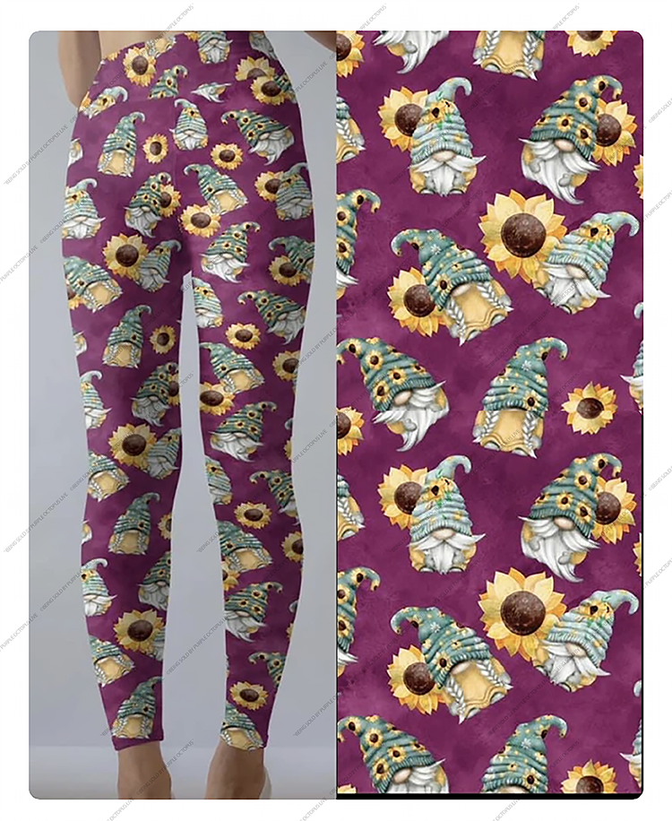 9578 Sunflower Gnomes DESIGNER LEGGINGS or CAPRI HQ-BB1B