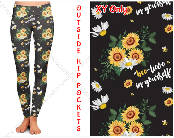 9597 Bee-Lieve In Yourself DESIGNER LEGGINGS HQ-B17T