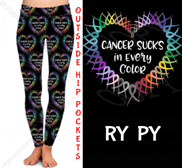 9600 Cancer Sucks In Colors DESIGNER LEGGINGS HQ-B28B