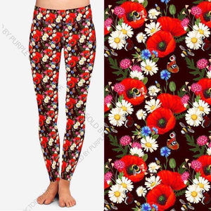 9641 Honey Bee Floral DESIGNER LEGGINGS HQ-HA29B G