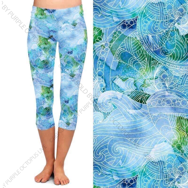 9642c Blue Floral Geo DESIGNER CAPRI HQ-H36B