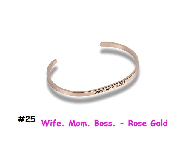 9922 Unique Premium Bracelet - #25 Wife. Mom. Boss. - Rose Gold