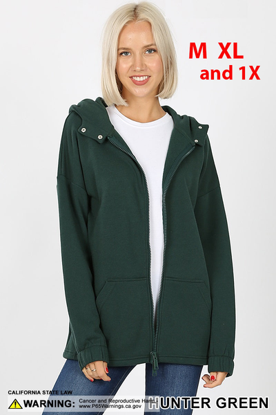 5825 2 Way Zipper HOODIE w Kangaroo PKT in HUNTER GREEN HQ-G49A