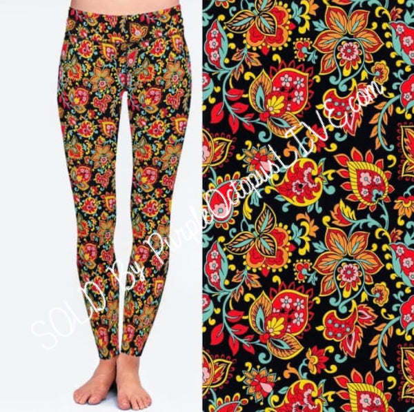 7182 Dragon Floral DESIGNER LEGGINGS HQ-BBOK