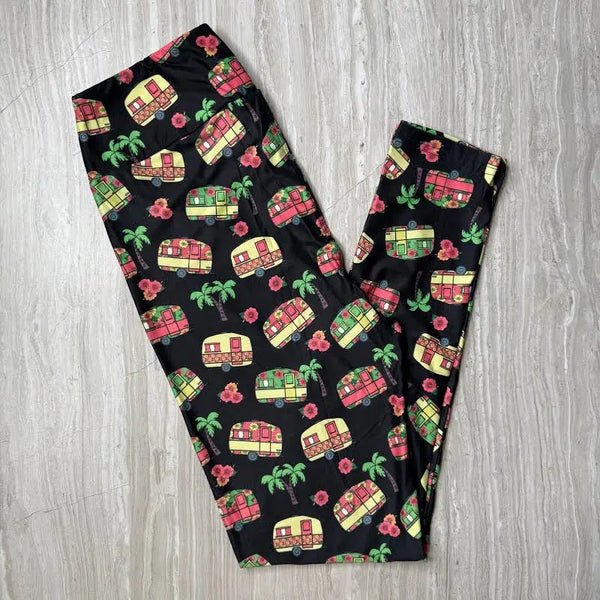 $15.. RY .. 158 Luau Campers DESIGNER LEGGING HQ-PBB SO G