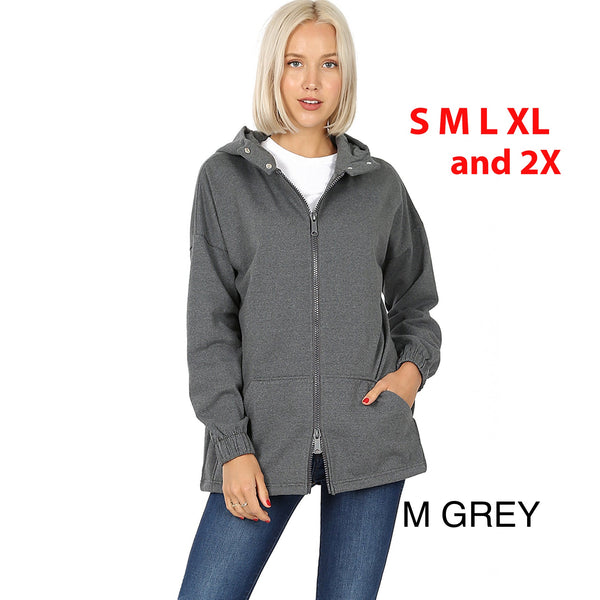 5297 2 Way Zipper HOODIE w Kangaroo PKT in M GREY HQ-HA41C G