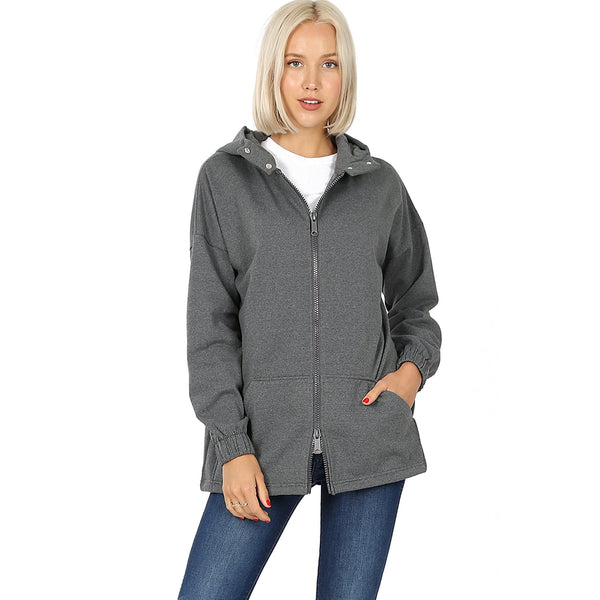 5297 2 Way Zipper HOODIE w Kangaroo PKT in M GREY HQ-HA41C G
