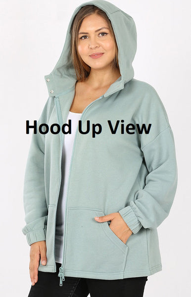 5827 2 Way Zipper HOODIE w Kangaroo PKT in HEATHER GREY HQ-BB7C