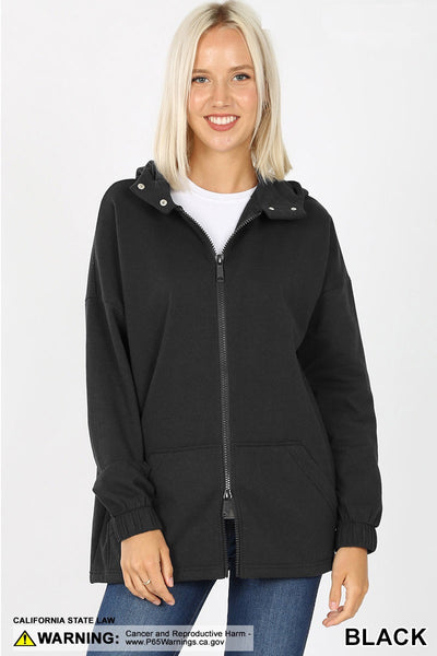 5820 2 Way Zipper HOODIE w Kangaroo PKT in BLACK HQ-I36C