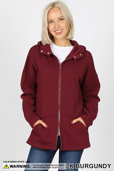 5821 2 Way Zipper HOODIE w Kangaroo PKT in DK BURGUNDY HQ-HA11B G
