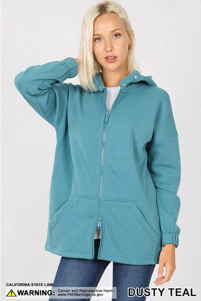 5822 2 Way Zipper HOODIE w Kangaroo PKT in DUSTY TEAL HQ-HA16B