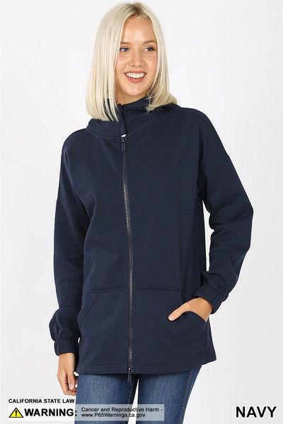 5826 2 Way Zipper HOODIE w Kangaroo PKT in NAVY HQ-HA53B G