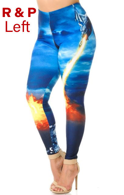 2495 Dragons on Blue B PREM LEGGINGS HQ-D44B