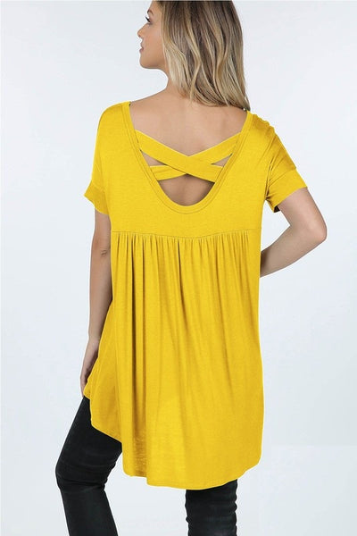 10004 1/4S HiLo X Back V Neck TOP 303-313 G