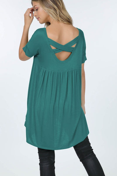 10004 1/4S HiLo X Back V Neck TOP 303-313 G