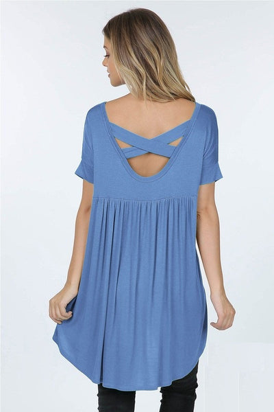 10004 1/4S HiLo X Back V Neck TOP 303-313 G