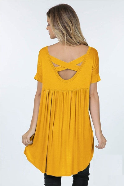 10004 1/4S HiLo X Back V Neck TOP 303-313 G