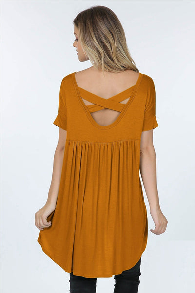 10004 1/4S HiLo X Back V Neck TOP 303-313 G