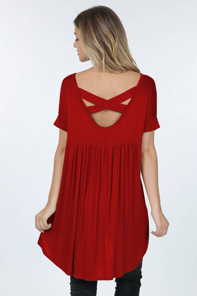 10004 1/4S HiLo X Back V Neck TOP 303-313 G