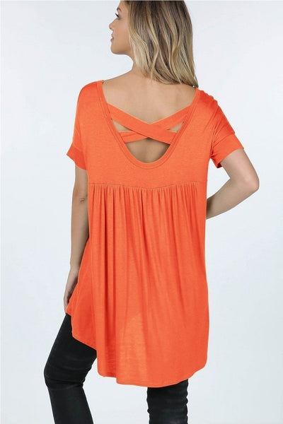 10004 1/4S HiLo X Back V Neck TOP 303-313 G