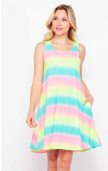 10021 0/0S Tie Dye Shift DRESS HQ-HANG T71A