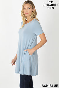 11060 1/4S LL Flared TOP w PKTS in ASH BLUE HQ-C23T