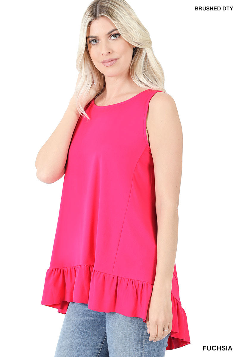 11063 0/0S HiLo Ruffle Hem TOP in FUCHSIA HQ-T116C