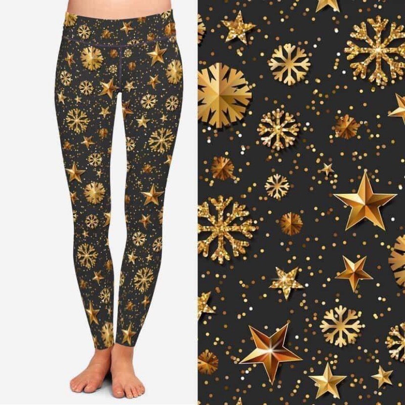 139 Snowflake Gold A DESIGNER LEGGINGS HQ-BB RSO