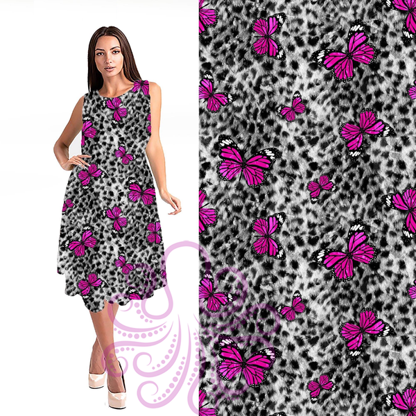 1567 0/0S Butterfly & Cheetah SWING DRESS w PKTS HQ-T101B