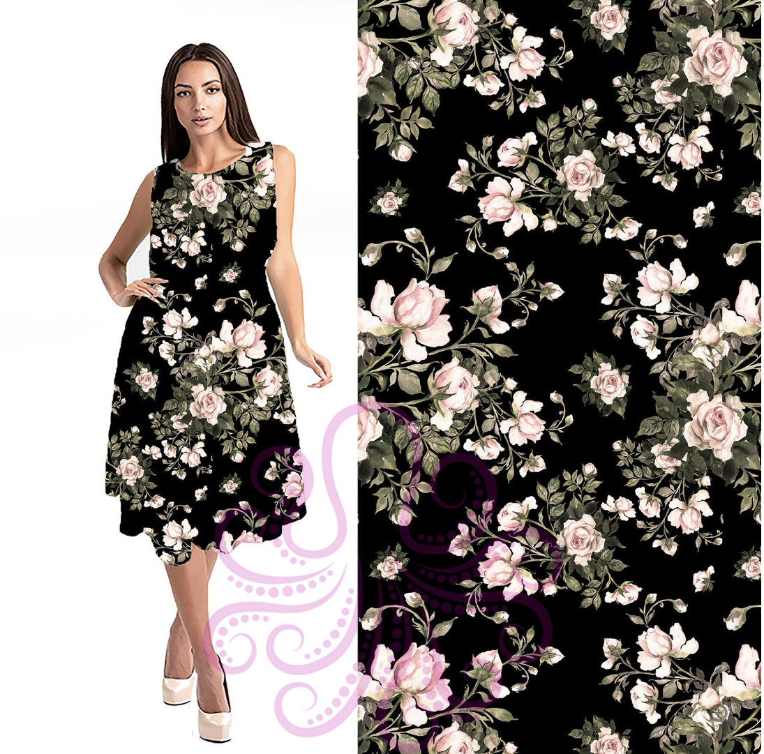 1581 0/0S Vintage Roses SWING DRESS w PKTS HQ-T101R