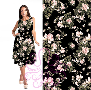 1581 0/0S Vintage Roses SWING DRESS w PKTS HQ-T101R