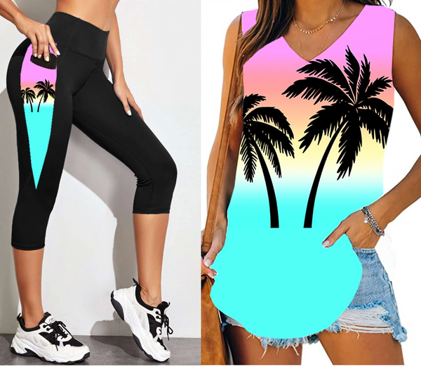1603tk Pastel Ombre Palms DESIGNER TANKS HQ-T48T
