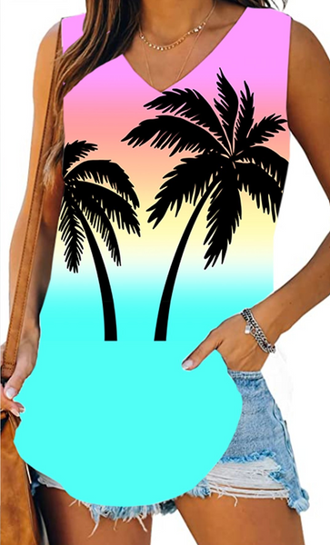 1603tk Pastel Ombre Palms DESIGNER TANKS HQ-T48T