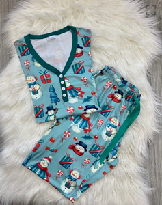 1612pj 4/4S Snowmen w Green PJ SET HQ-N8A ON SALE