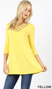 573 3/4S Triple Lattice TOP in YELLOW JV-SOLD OUT