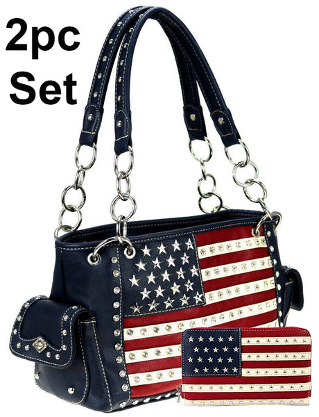 6887 Americana Concealed Carry Satchel & Wallet 2pc Set HQ-Z99