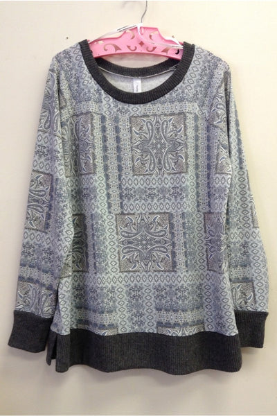 30024 4/4S CHAR/BLUE Paisley PRINT TOP HQ-M82B