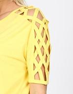 4552 1/4S Criss Cross Shoulder HiLo Hem TOP in YELLOW JV-N18B