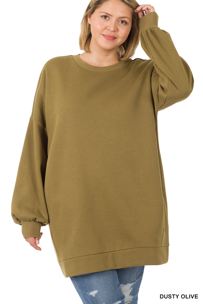 50041 4/4S OVZ LL R Neck SWEATSHIRT w PKTS in DUSTY OLIVE HQ-L16C