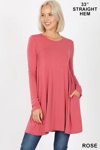 5292 4/4S LL Flared TOP w PKTS in ROSE HQ-AA6C