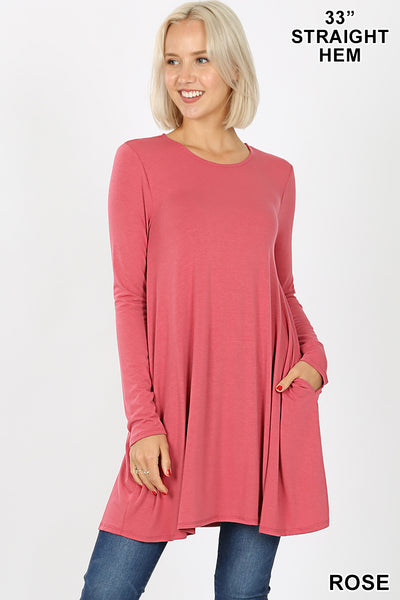 5292 4/4S LL Flared TOP w PKTS in ROSE HQ-AA6C