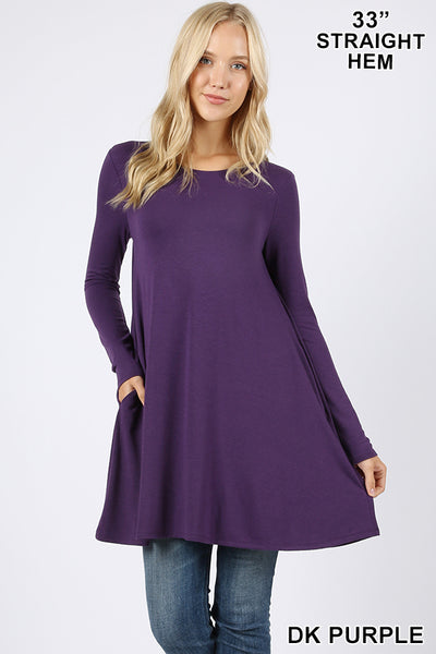 5296 4/4S LL Flared TOP w PKTS in DK PURPLE HQ-C17/18