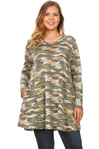 5853 4/4S Camo W Gold A-Line PRINT TOP HQ-G17A