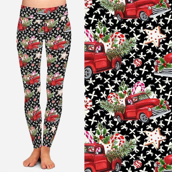 6036 Red Truck Sweets DESIGNER LEGGINGS HQ-BBOKDS