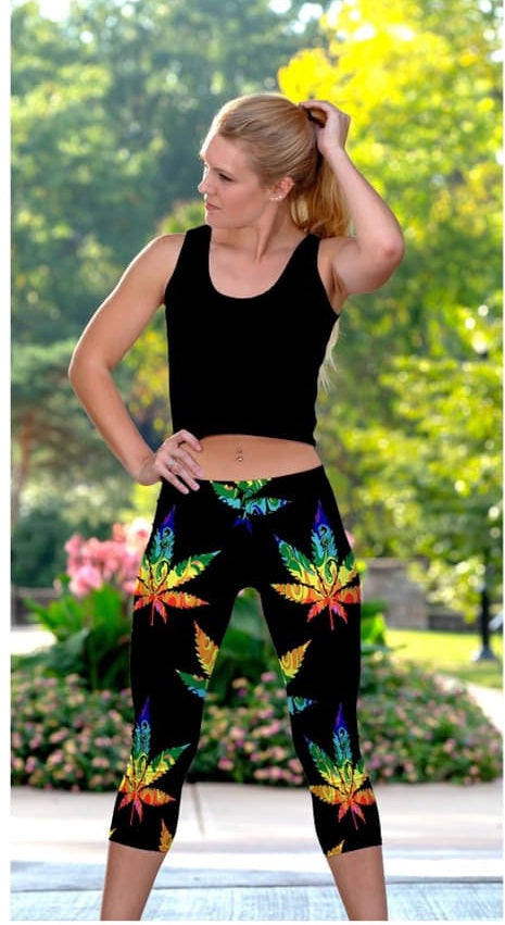 7446 Wacky Rainbow Weeds DESIGNER LEGGINGS HQ-BBOK