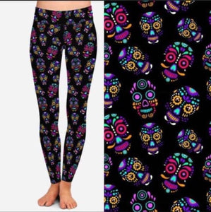 7448 Robo Sugar Skulls DESIGNER LEGGINGS HQ-BBOK