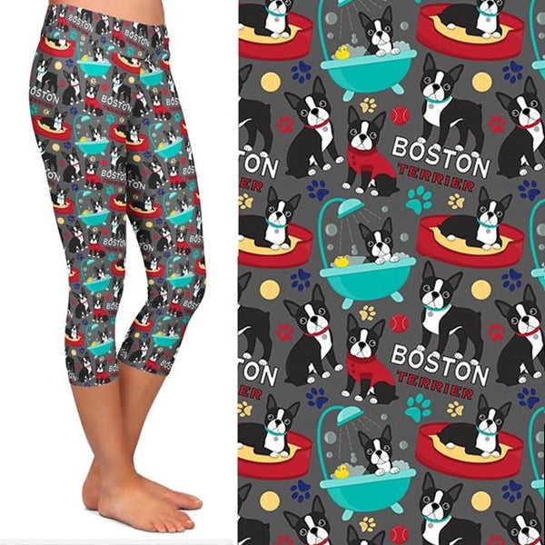 7572 Boston Terrier Bath Time DESIGNER LEGGINGS HQ-J16B