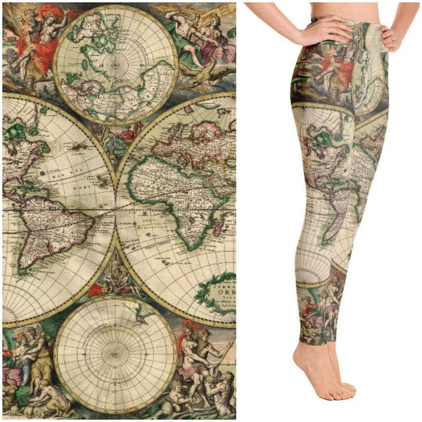 7610 Vintage Maps DESIGNER LEGGINGS HQ-D36A