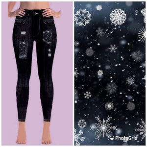 7673 DK Denim Look w DK Snowflake DESIGNER LEGGINGS HQ-N150 G